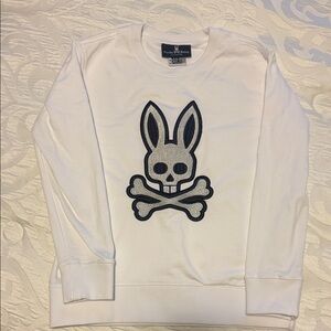 Psycho Bunny White Kids Sweater with Bunny Skull